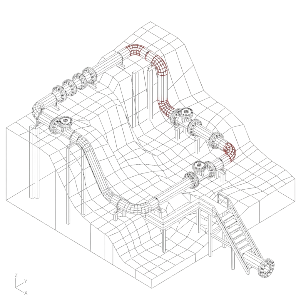 3D wireframe трубопровода